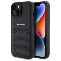 Mercedes AMG Leather Debossed Lines case for iPhone 15 Plus - black