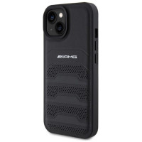 Mercedes AMG Leather Debossed Lines case for iPhone 15 Plus - black