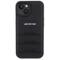 Mercedes AMG Leather Debossed Lines case for iPhone 15 Plus - black