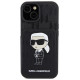 Karl Lagerfeld Saffiano Cardslots and Stand Monogram Ikonik Patch case for iPhone 15 - black
