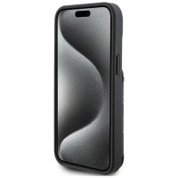 Karl Lagerfeld Saffiano Cardslots and Stand Monogram Ikonik Patch case for iPhone 15 - black