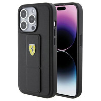 Ferrari Grip Stand Metal Logo case for iPhone 15 Pro Max - black