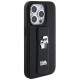 Karl Lagerfeld Gripstand Saffiano Karl&Choupette Pins case for iPhone 14 Pro - black