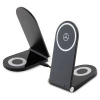 Mercedes Silver Stars MagSafe foldable 2in1 15W inductive charger - black