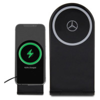 Mercedes Silver Stars MagSafe foldable 2in1 15W inductive charger - black