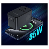Choetech PD5020 35W EU/US/AUS/UK Travel Adapter with Built-in USB-C Cable - Black