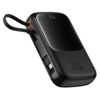 Baseus Qpow Pro+ 10000mAh 22.5W powerbank with built-in USB-C cable and display - black