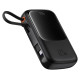 Baseus Qpow Pro+ 10000mAh 22.5W powerbank with built-in USB-C cable and display - black