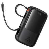 Baseus Qpow Pro+ 10000mAh 22.5W powerbank with built-in USB-C cable and display - black
