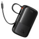Baseus Qpow Pro+ 10000mAh 22.5W powerbank with built-in USB-C cable and display - black