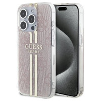 Guess IML 4G Gold Stripe case for iPhone 15 Pro - pink