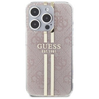 Guess IML 4G Gold Stripe case for iPhone 15 Pro - pink