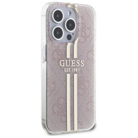 Guess IML 4G Gold Stripe case for iPhone 15 Pro - pink