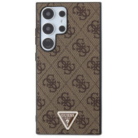 Guess Grip Stand 4G Triangle Strass Case for Samsung Galaxy S24 Ultra - Brown