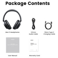Ugreen HP202 HiTune Max5 on-ear wireless headphones with hybrid ANC noise reduction - black