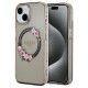 Guess IML Flowers Wreath MagSafe case for iPhone 15 / 14 / 13 - black