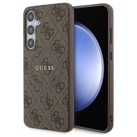Guess 4G Collection Leather Metal Logo MagSafe case for Samsung Galaxy S24+ - brown