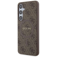 Guess 4G Collection Leather Metal Logo MagSafe case for Samsung Galaxy S24+ - brown