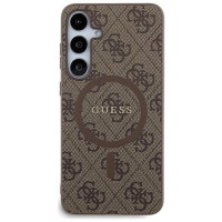 Guess 4G Collection Leather Metal Logo MagSafe case for Samsung Galaxy S24+ - brown