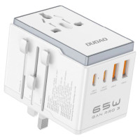 Dudao A65Pro 65W EU / US / JP / AUS / UK travel adapter 2x USB-C 2x USB-A - white