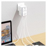 Dudao A65Pro 65W EU / US / JP / AUS / UK travel adapter 2x USB-C 2x USB-A - white