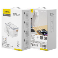 Dudao A65Pro 65W EU / US / JP / AUS / UK travel adapter 2x USB-C 2x USB-A - white