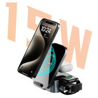 Dudao A11Pro+ 15W 3in1 Inductive Charger for Phone/Smartwatch/Headphones - Black