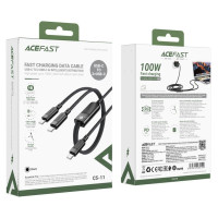 Acefast C5 USB-C - USB-C / USB-C 2in1 100W 480Mb/s cable - black