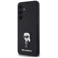 Karl Lagerfeld Fixed Glitter Ikonik Logo Metal Pin case for Samsung Galaxy A35 - black