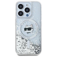 Karl Lagerfeld Liquid Glitter Choupette Head MagSafe case for iPhone 14 Pro - transparent