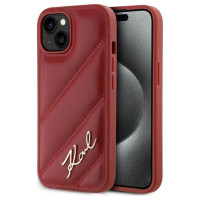 Karl Lagerfeld Diagonal Quilted Script case for iPhone 15 / 14 / 13 - red