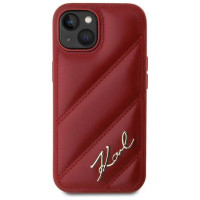 Karl Lagerfeld Diagonal Quilted Script case for iPhone 15 / 14 / 13 - red