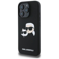 Karl Lagerfeld Silicone Case Heads Print MagSafe for iPhone 16 Pro - Black