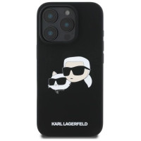 Karl Lagerfeld Silicone Case Heads Print MagSafe for iPhone 16 Pro - Black