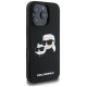 Karl Lagerfeld Silicone Case Heads Print MagSafe for iPhone 16 Pro - Black