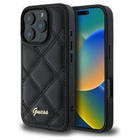 Guess Quilted Metal Logo iPhone 16 Pro Case - Black