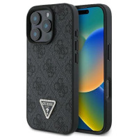 Guess Leather 4G Triangle Strass MagSafe Case for iPhone 16 Pro Max - Black