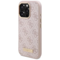Guess 4G Logo Plate MagSafe iPhone 16 Pro Case - Pink