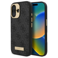 Guess 4G Logo Plate MagSafe Case for iPhone 16 Plus - Black