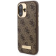 Guess 4G Logo Plate MagSafe iPhone 16 Case - Brown
