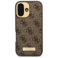 Guess 4G Logo Plate MagSafe iPhone 16 Case - Brown