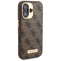 Guess 4G Logo Plate MagSafe iPhone 16 Case - Brown