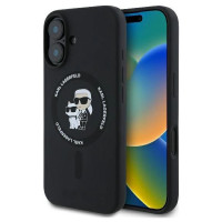 Karl Lagerfeld Silicone Karl&Choupette Heads Ring MagSafe Case for iPhone 16 Plus - Black