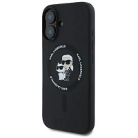 Karl Lagerfeld Silicone Karl&Choupette Heads Ring MagSafe Case for iPhone 16 Plus - Black
