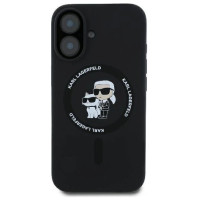 Karl Lagerfeld Silicone Karl&Choupette Heads Ring MagSafe Case for iPhone 16 Plus - Black
