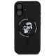 Karl Lagerfeld Silicone Karl&Choupette Heads Ring MagSafe Case for iPhone 16 Plus - Black