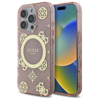 Guess IML Peony On 4G Background MagSafe Case for iPhone 16 Pro - Pink