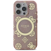 Guess IML Peony On 4G Background MagSafe Case for iPhone 16 Pro - Pink