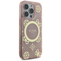 Guess IML Peony On 4G Background MagSafe Case for iPhone 16 Pro - Pink