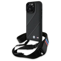 BMW M Edition Carbon Stripe & Strap Case for iPhone 16 Pro Max - Black